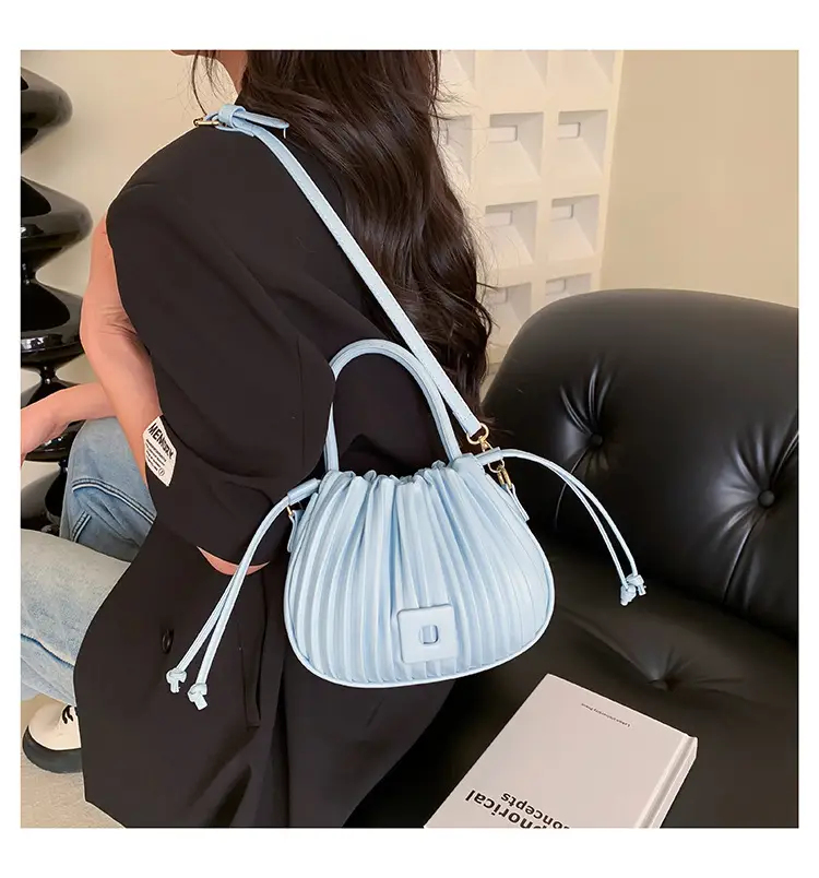 Light Green Pleated Shoulder Bag for Women — feature 34