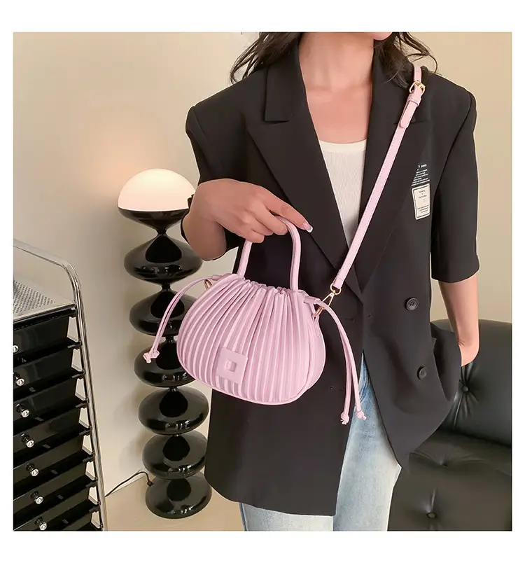 Light Green Pleated Shoulder Bag for Women — feature 36