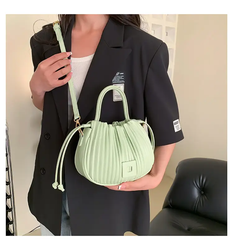 Light Green Pleated Shoulder Bag for Women — feature 40
