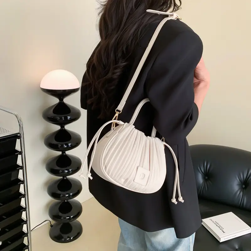 Light Green Pleated Shoulder Bag for Women - Image 8