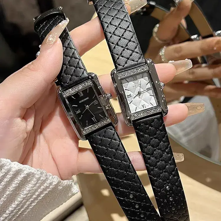 Bobobird Diamond Studded Women's Watch Black Leather Band - Image 7
