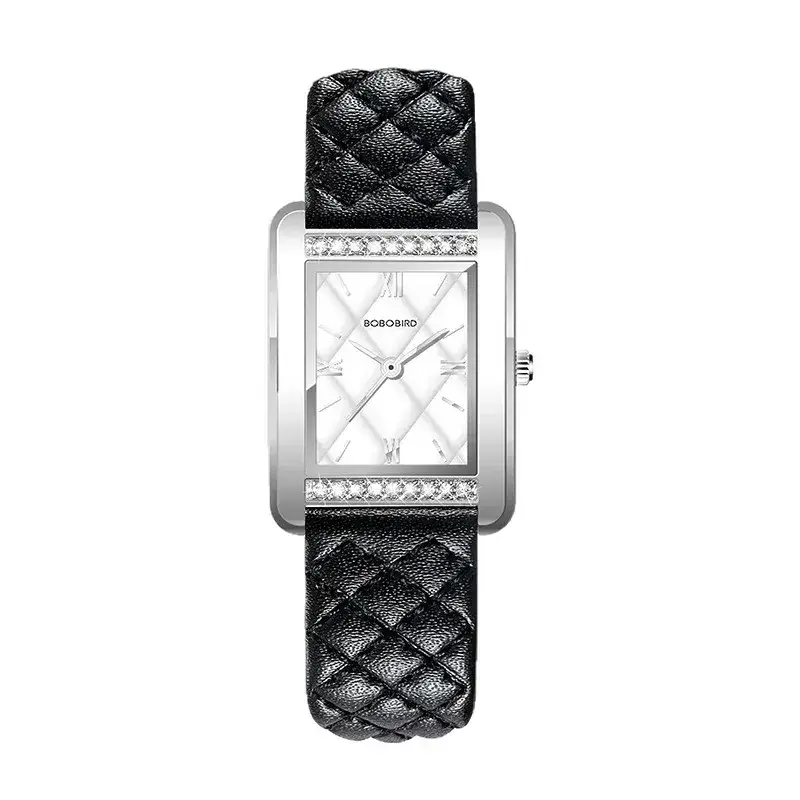 Bobobird Diamond Studded Women's Watch Black Leather Band - Image 8