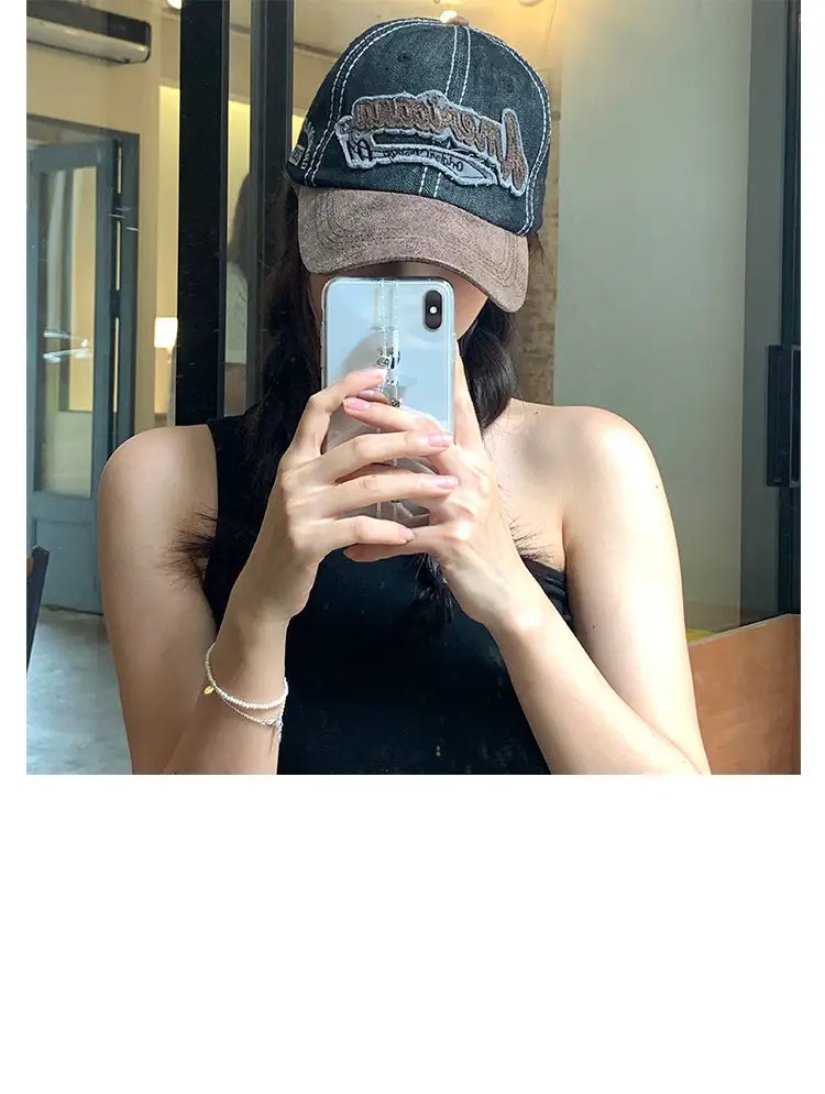 American Retro Baseball Cap Curved Beige Sunshade Hat — feature 28