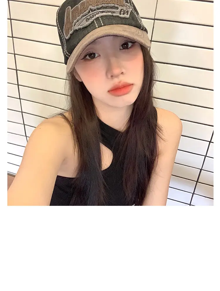 American Retro Baseball Cap Curved Beige Sunshade Hat — feature 31