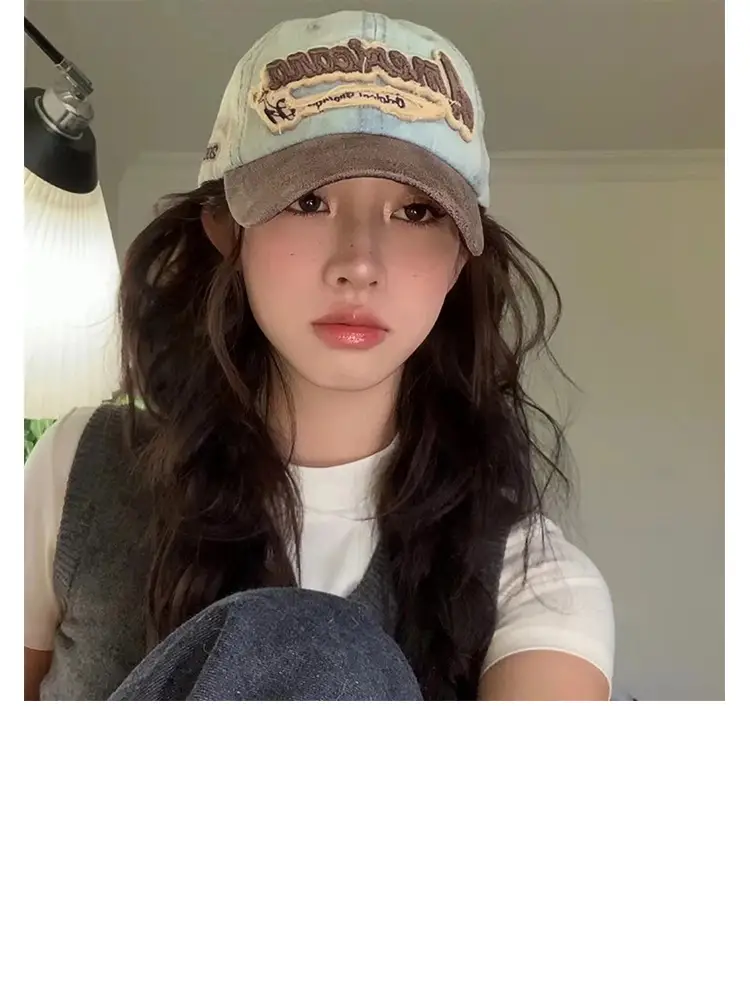 American Retro Baseball Cap Curved Beige Sunshade Hat — feature 32