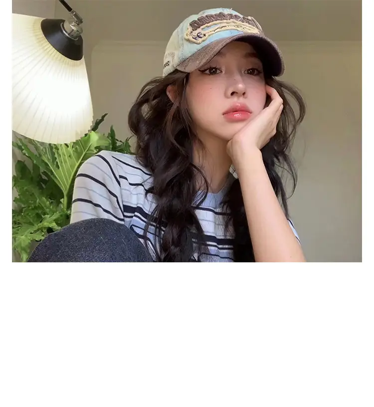 American Retro Baseball Cap Curved Beige Sunshade Hat — feature 33