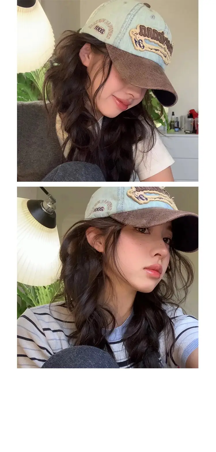 American Retro Baseball Cap Curved Beige Sunshade Hat — feature 34