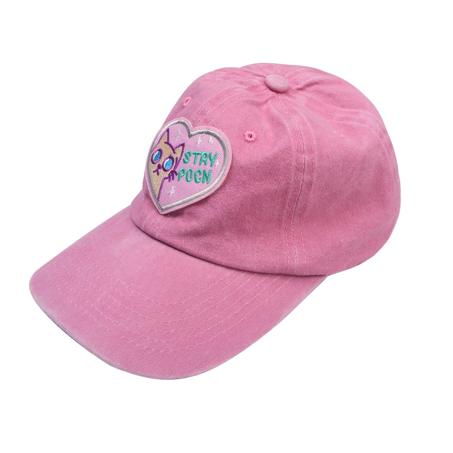 Girls Pink Anti-UV Love Cap with Embroidery