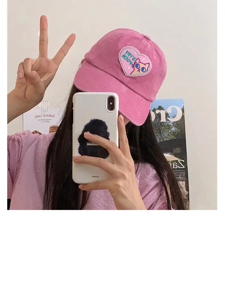 Girls Pink Anti-UV Love Cap with Embroidery — feature 6