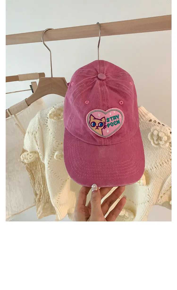 Girls Pink Anti-UV Love Cap with Embroidery — feature 7