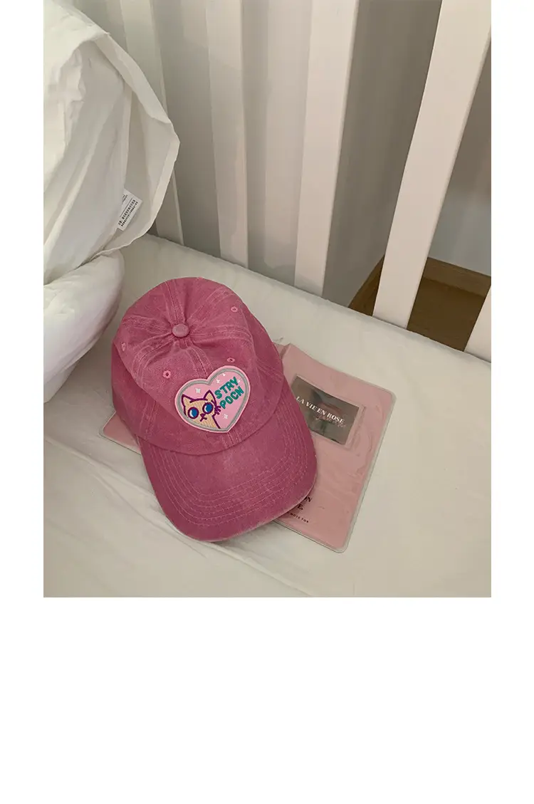 Girls Pink Anti-UV Love Cap with Embroidery — feature 8