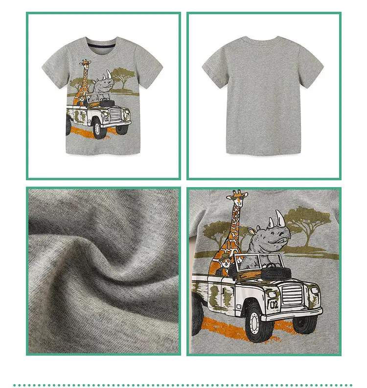 Cartoon Giraffe Rhino Jeep T-Shirt for Boys — feature 38