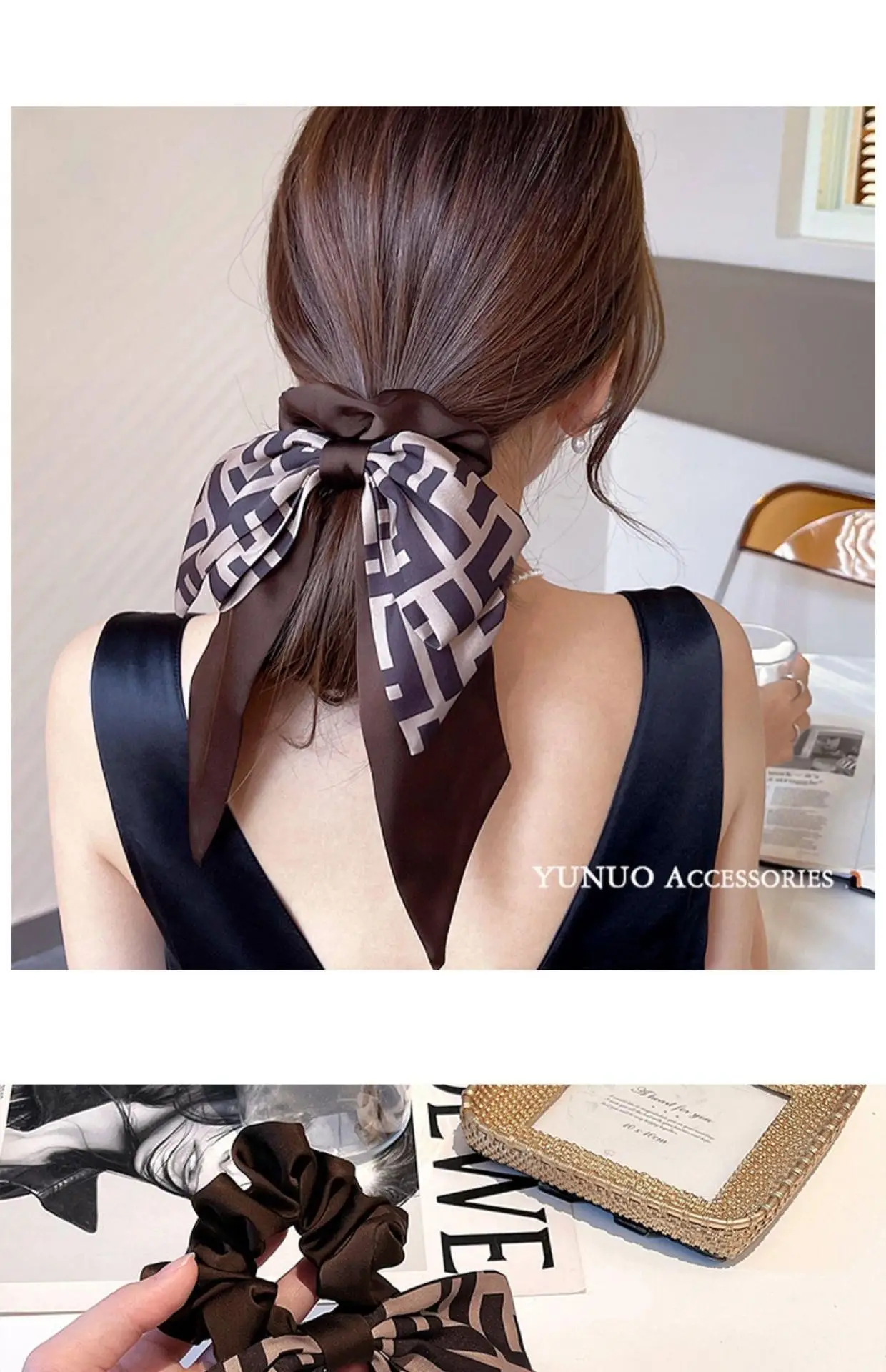 Black Patterned Low Ponytail Hair Band for Women — feature 2
