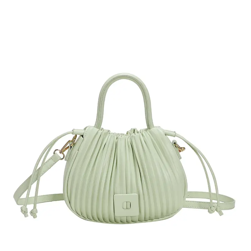 Pink Pleated Bucket Bag for Women