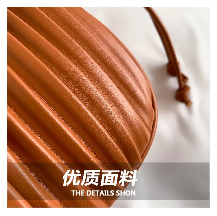 Pink Pleated Bucket Bag for Women — feature 14
