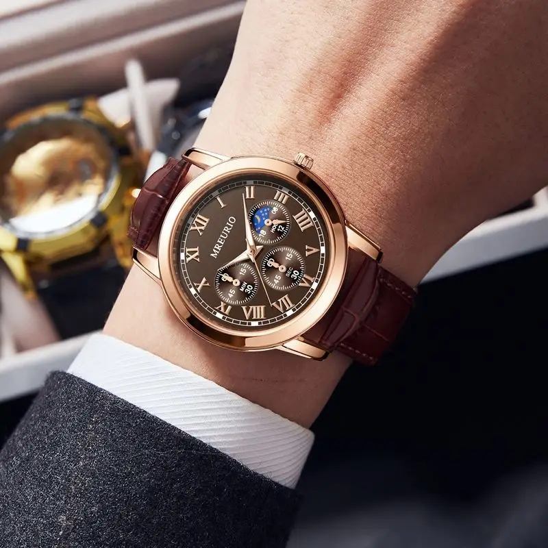 Live Broadcast Popular Business Watch Men's Watch Men's Watch Belt Quartz Foreign Trade Manufacturer Spot Wholesale Dropshipping