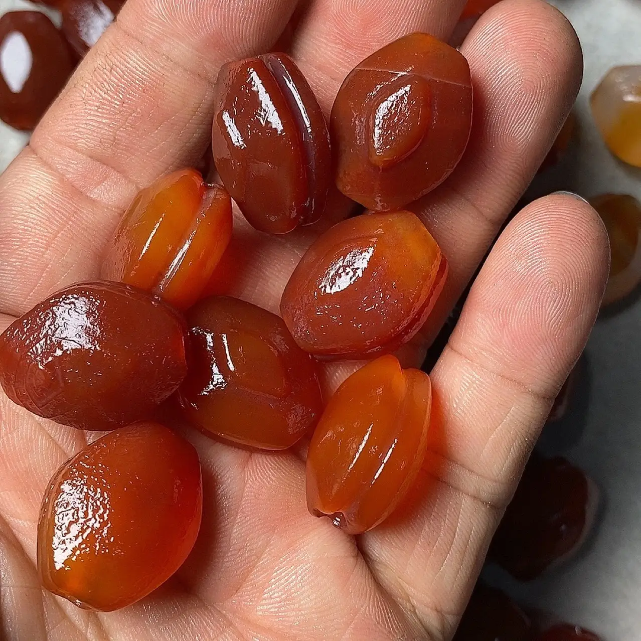 Natural Red Agate Turtle Shell Beads Deep Red Basalt - Image 2