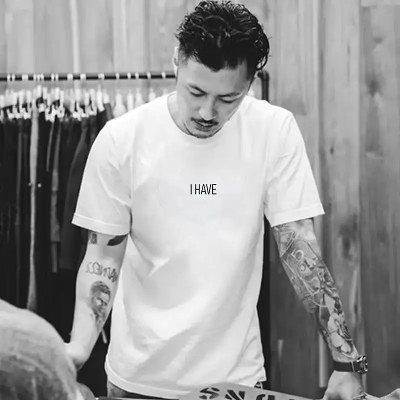 Men Black China Graphic T-Shirt Loose Fit Cotton Summer