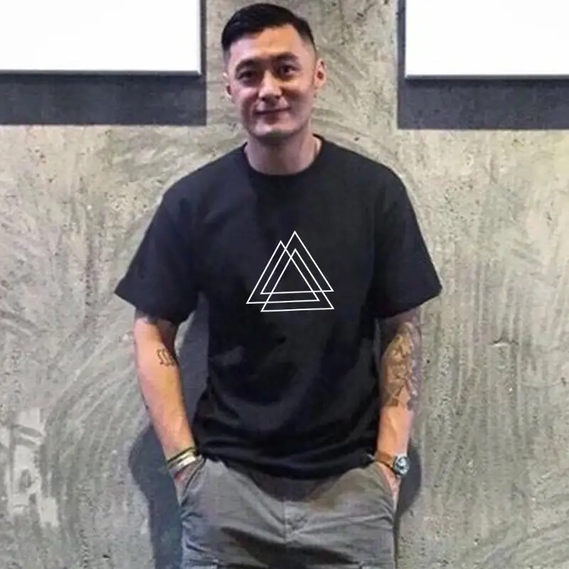 Men Black China Graphic T-Shirt Loose Fit Cotton Summer