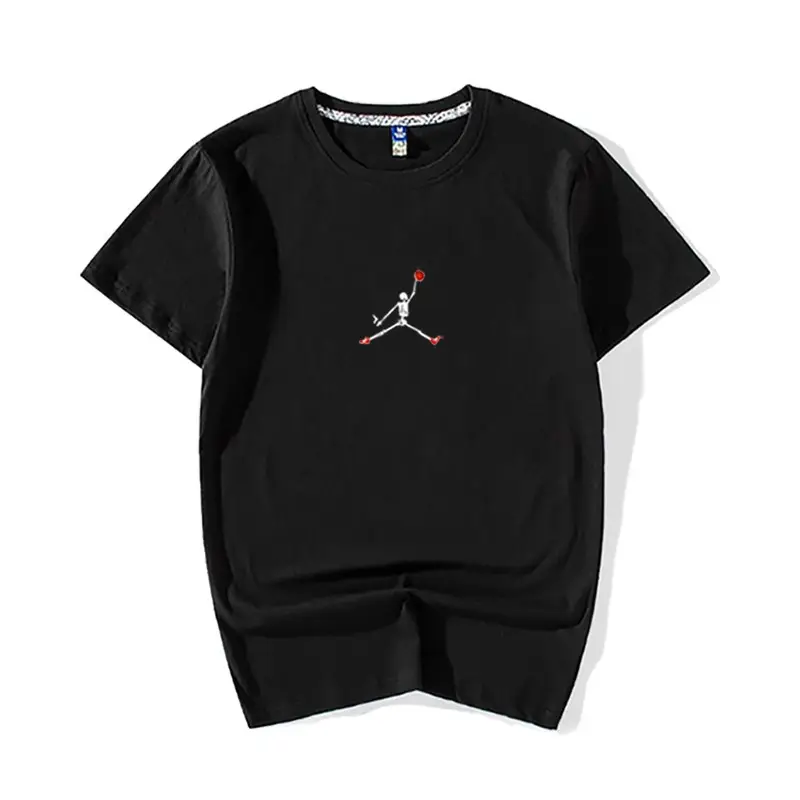 Men Black China Graphic T-Shirt Loose Fit Cotton Summer