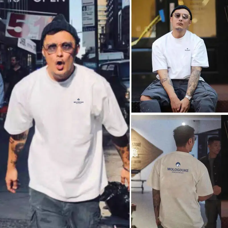 Men Black China Graphic T-Shirt Loose Fit Cotton Summer