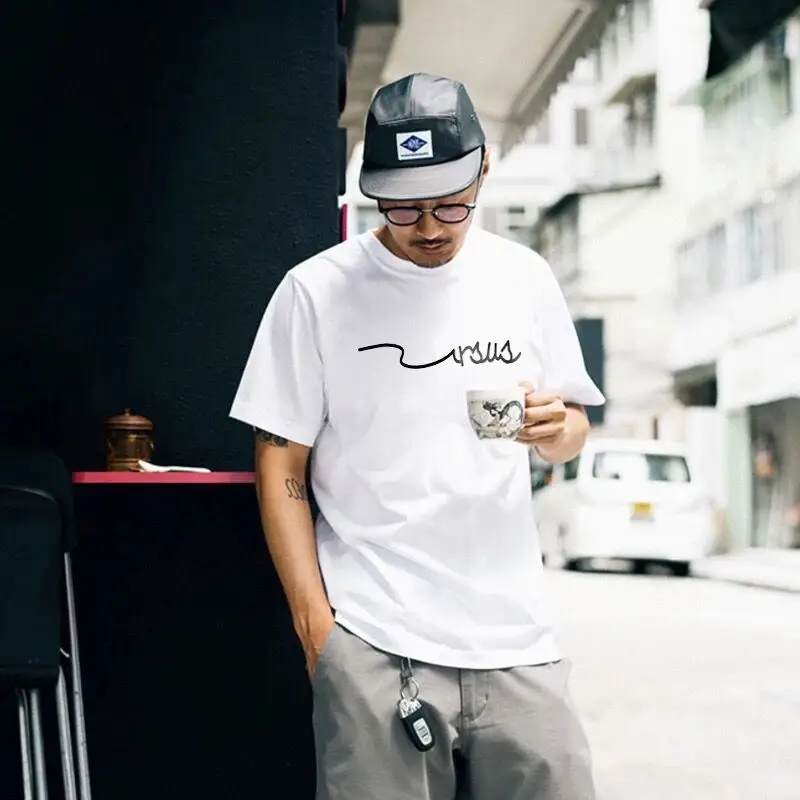 Men Black China Graphic T-Shirt Loose Fit Cotton Summer