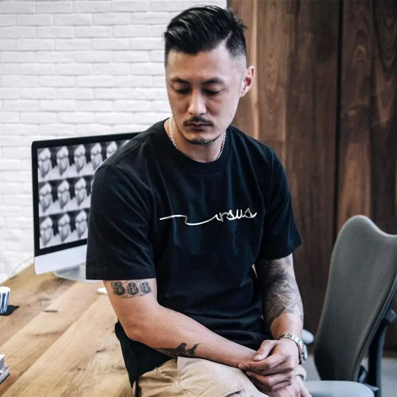 Men Black China Graphic T-Shirt Loose Fit Cotton Summer