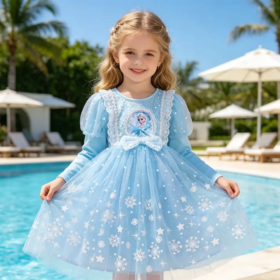 Elsa Princess Dress for Girls, Children's Day Performance Costume, Frozen Elsa Dress, Factory Direct Wholesale — feature 27