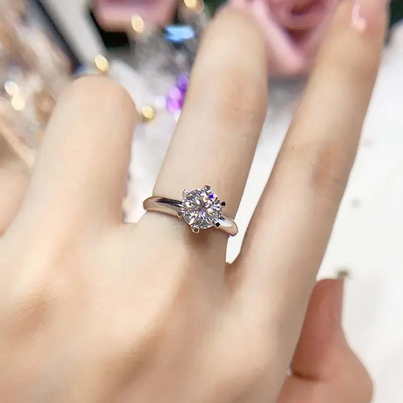 Clearance 18K White Gold Moissanite Ring for Women
