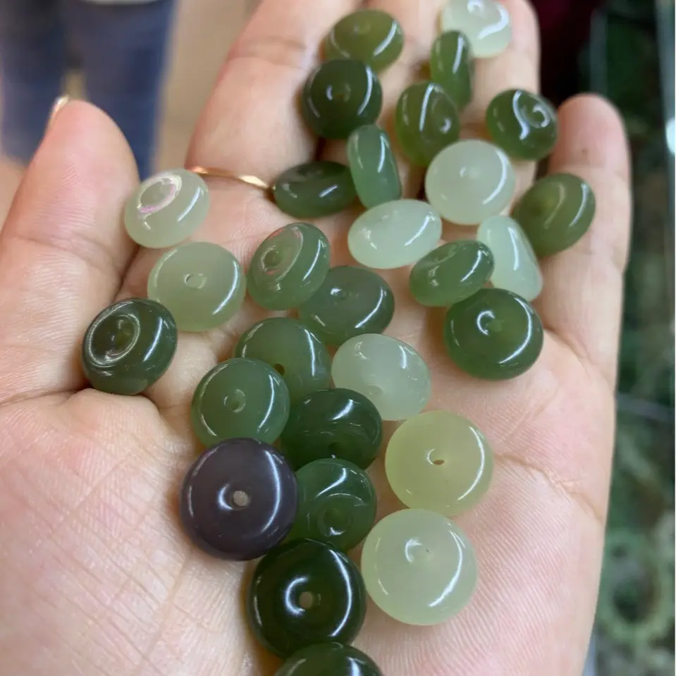 12mm Jade Buckle Rings for Women Green & Brown