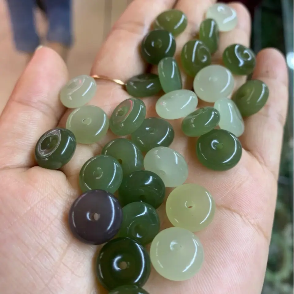 12mm Jade Buckle Rings for Women Green & Brown