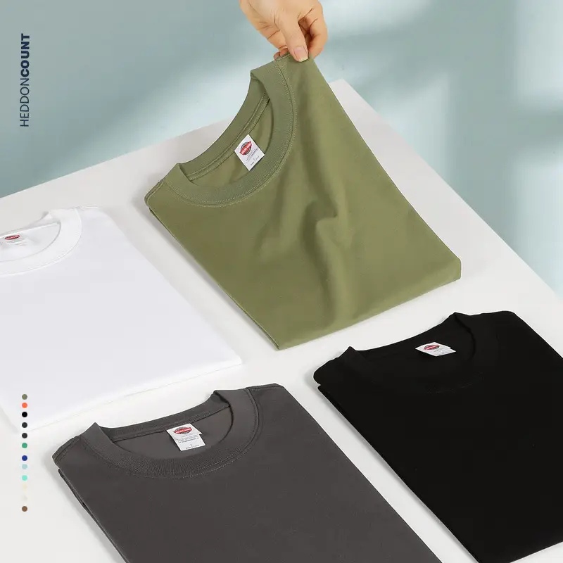 Dengjue Men Navy Cotton T-Shirt 210g Loose Drop Shoulder - Image 8