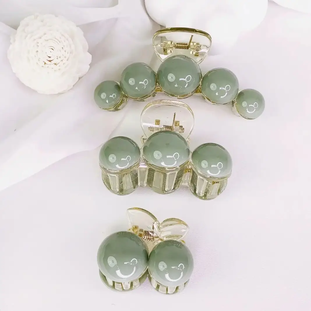 Green Half-Sphere Hair Clips for Women - Image 5