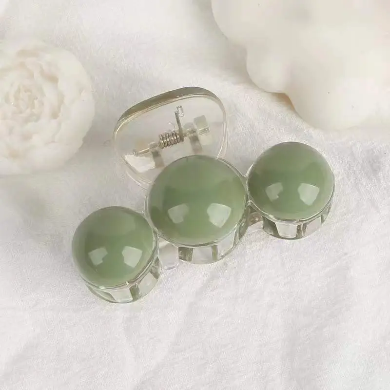 Green Half-Sphere Hair Clips for Women - Image 2