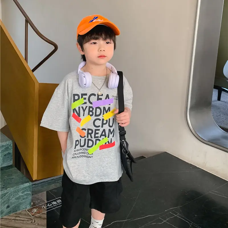 Children Cotton T-Shirt Short Sleeve Summer Base Boys - Image 2