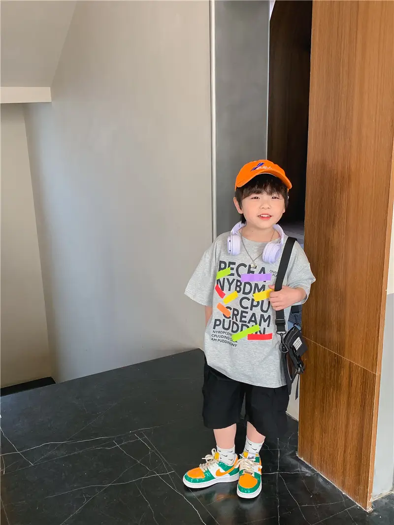 Children Cotton T-Shirt Short Sleeve Summer Base Boys — feature 7