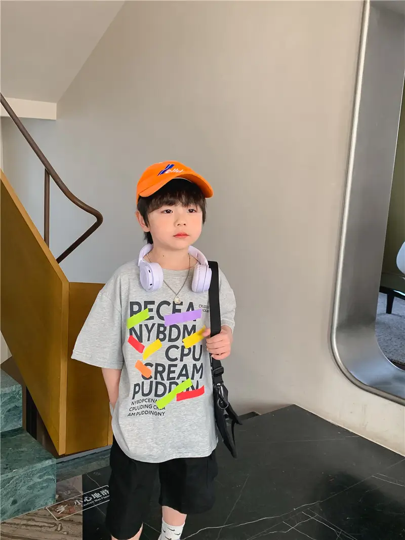 Children Cotton T-Shirt Short Sleeve Summer Base Boys — feature 9