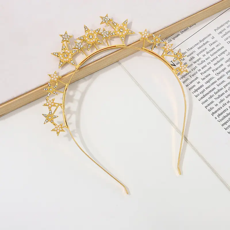 Zinc Alloy Star Hair Band with Diamond Five Pointed Star — feature 10