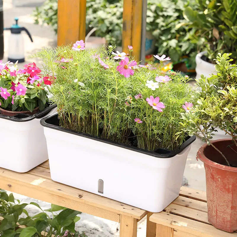 1 Cross-Border Manufacturer Family Balcony Vegetable Pot Strawberry Plastic Flower Pot Self-Watering Self-Absorbing Lazy Flower Pot