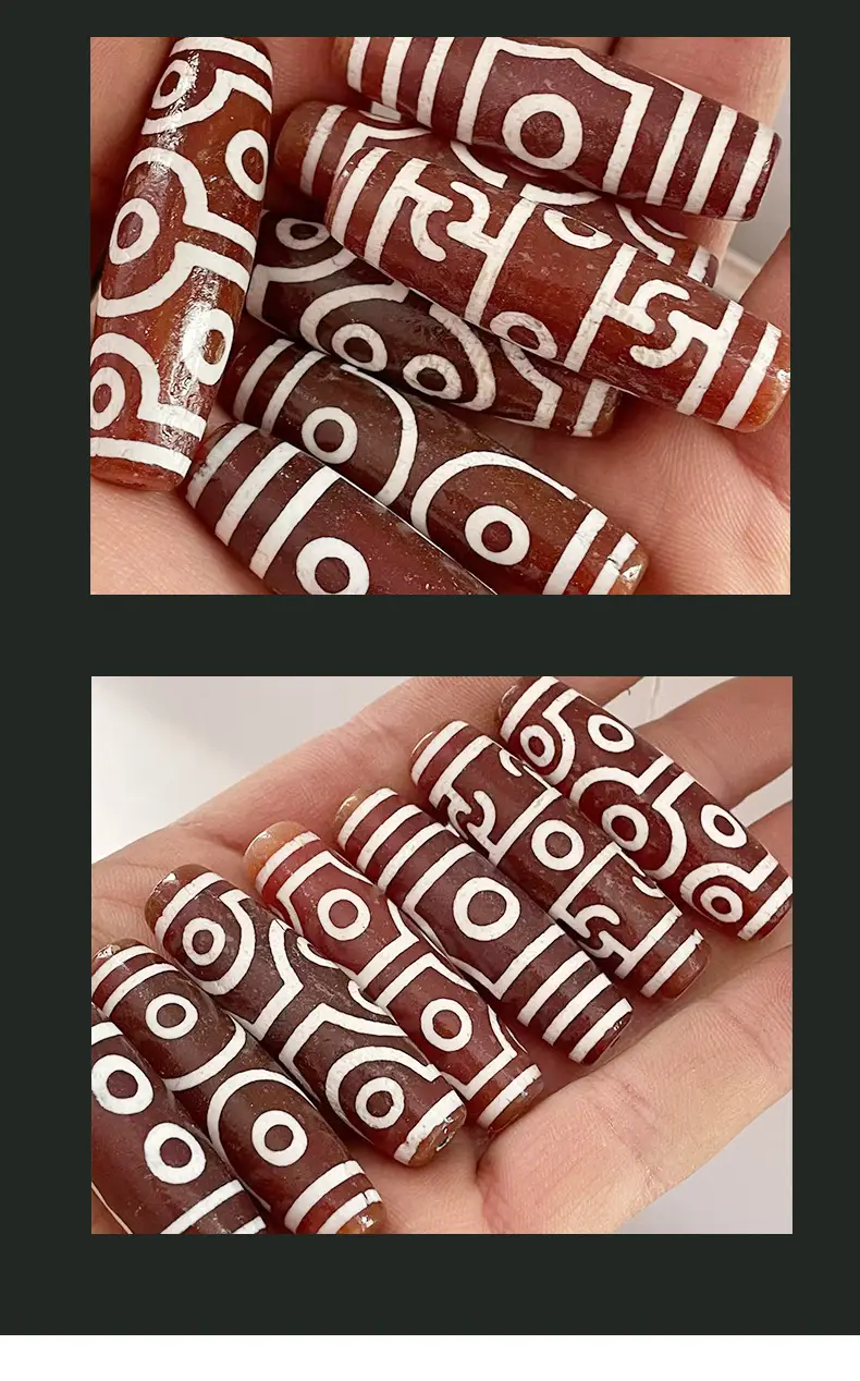 Factory Wholesale Natural Agate 50mm High Oil Antique Red Meat Pattern Loose Beads — feature 8