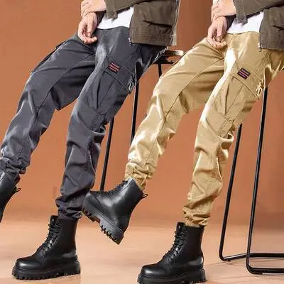 Men's Beige Cargo Pants Casual Winter Loose Fit - Image 66