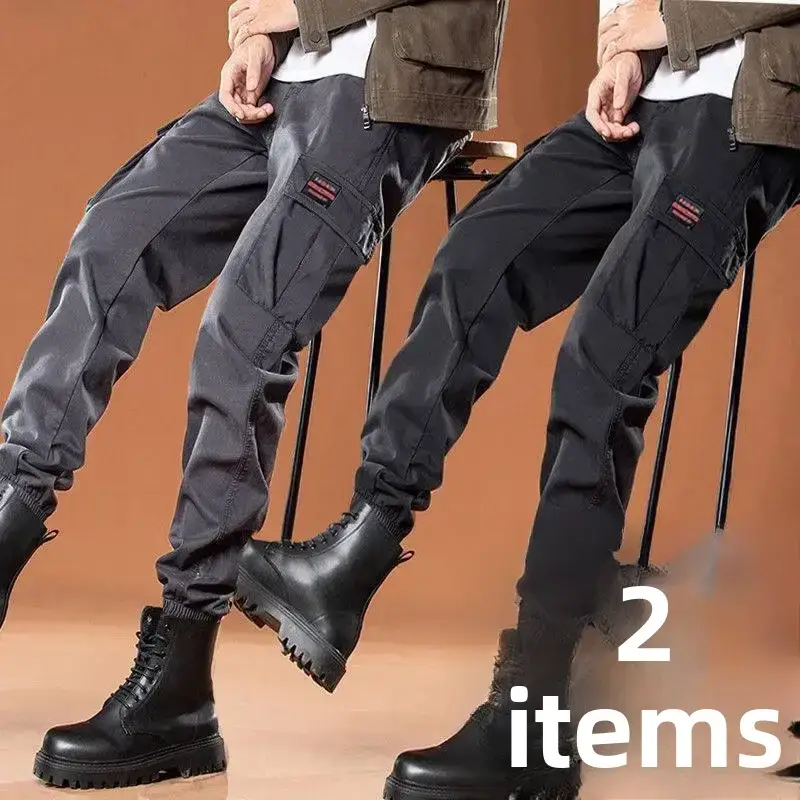 Men's Beige Cargo Pants Casual Winter Loose Fit - Image 14