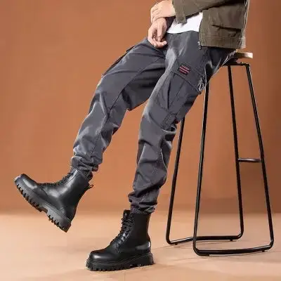 Men's Beige Cargo Pants Casual Winter Loose Fit - Image 34