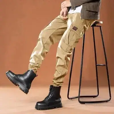 Men's Beige Cargo Pants Casual Winter Loose Fit - Image 38