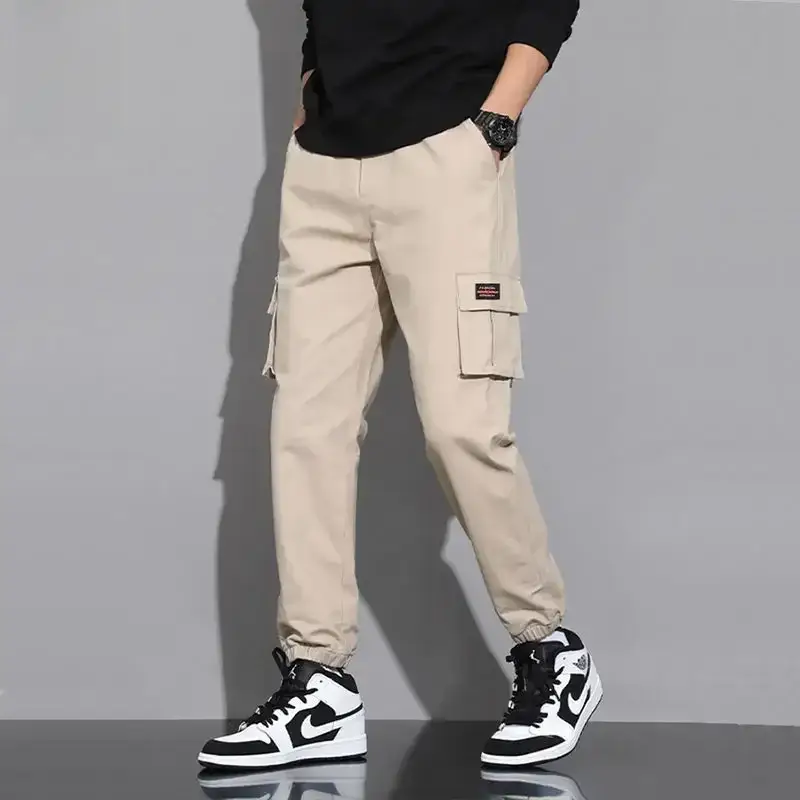 Men's Beige Cargo Pants Casual Winter Loose Fit - Image 60