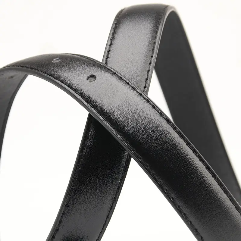 Women's Brown Leather Pin Buckle Belt with Gold Plated Ring - Image 8