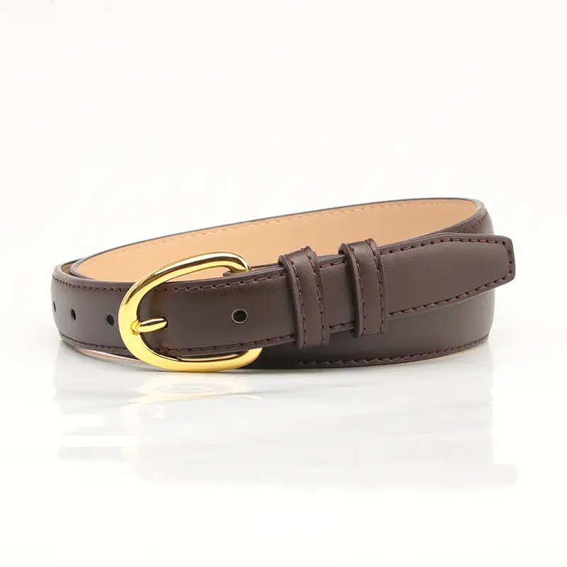 Women PU Pin Buckle Belt Brown Student Decorative - Image 4