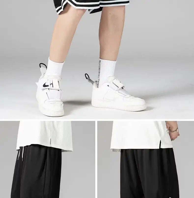 Men's White Basketball Shorts with Black Trim — feature 10