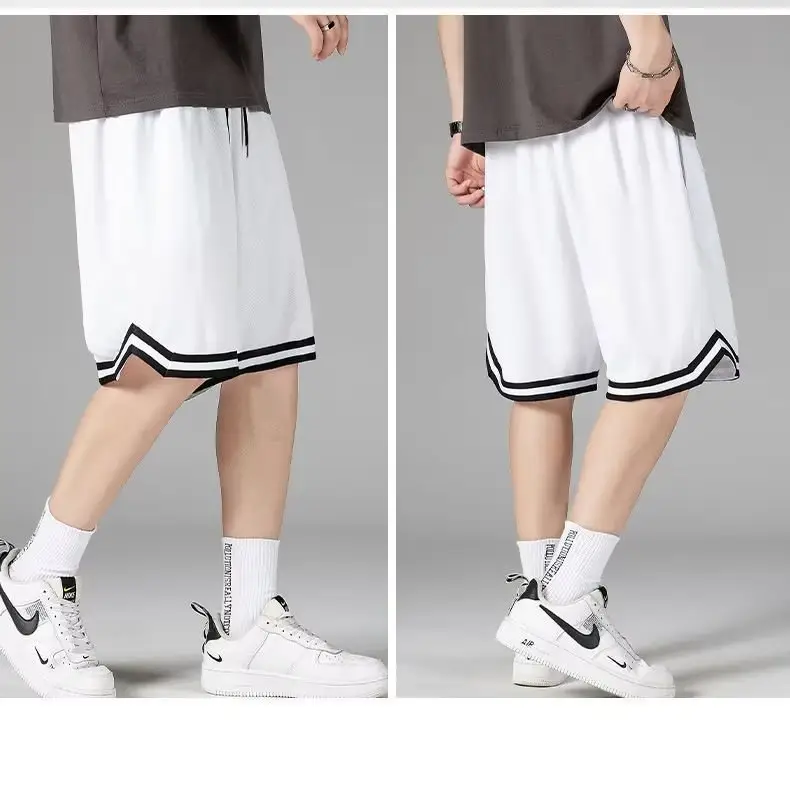 Men's White Basketball Shorts with Black Trim — feature 16