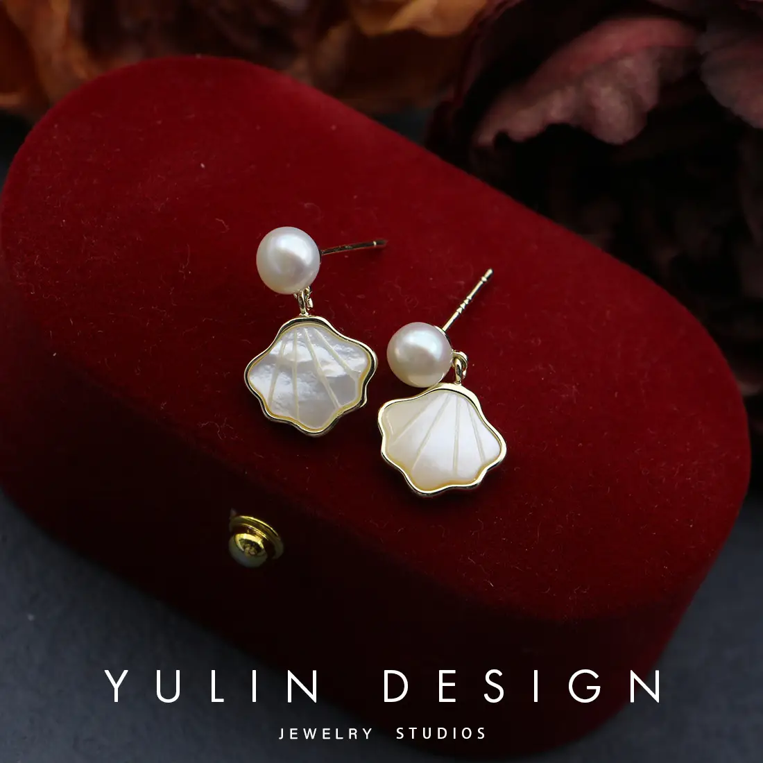 Pearl Shell Earrings Gold Plated Women's Sterling Silver - Image 3